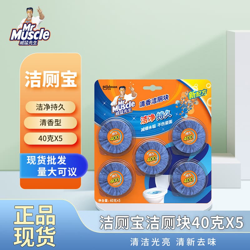 Mr. Muscle Toilet Cleaning Block Fresh Scent Toilet Bowl Blue Solid Cleaner 40g X 5