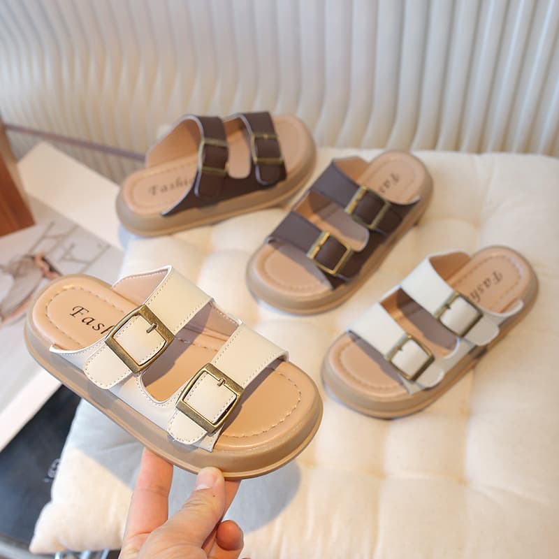 Children's Home and Outdoor Casual Sandals 2026 Summer New Style Girls' Metal Buckle Sandals Boys' One-Band Sandals