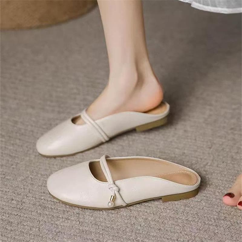 Flat Head Half Slippers for Women New Summer Maternity Lazy Shoes Half Slippers Gentle Evening Sandals