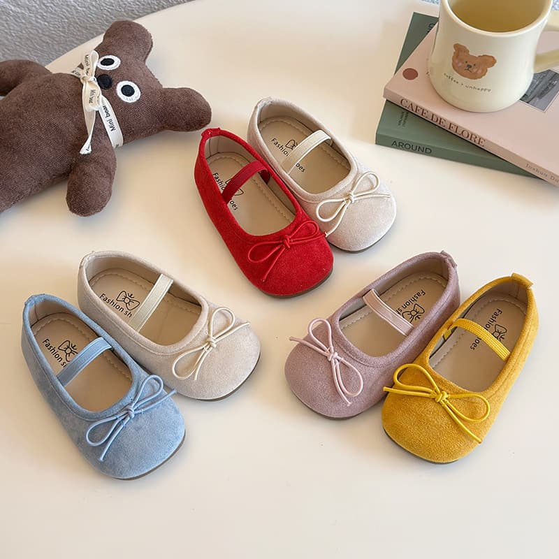 Spring Summer New Style Girls Soft Sole Bean Shoes Butterfly Knot Princess Shoes Baby Single Shoes Children's Footwear