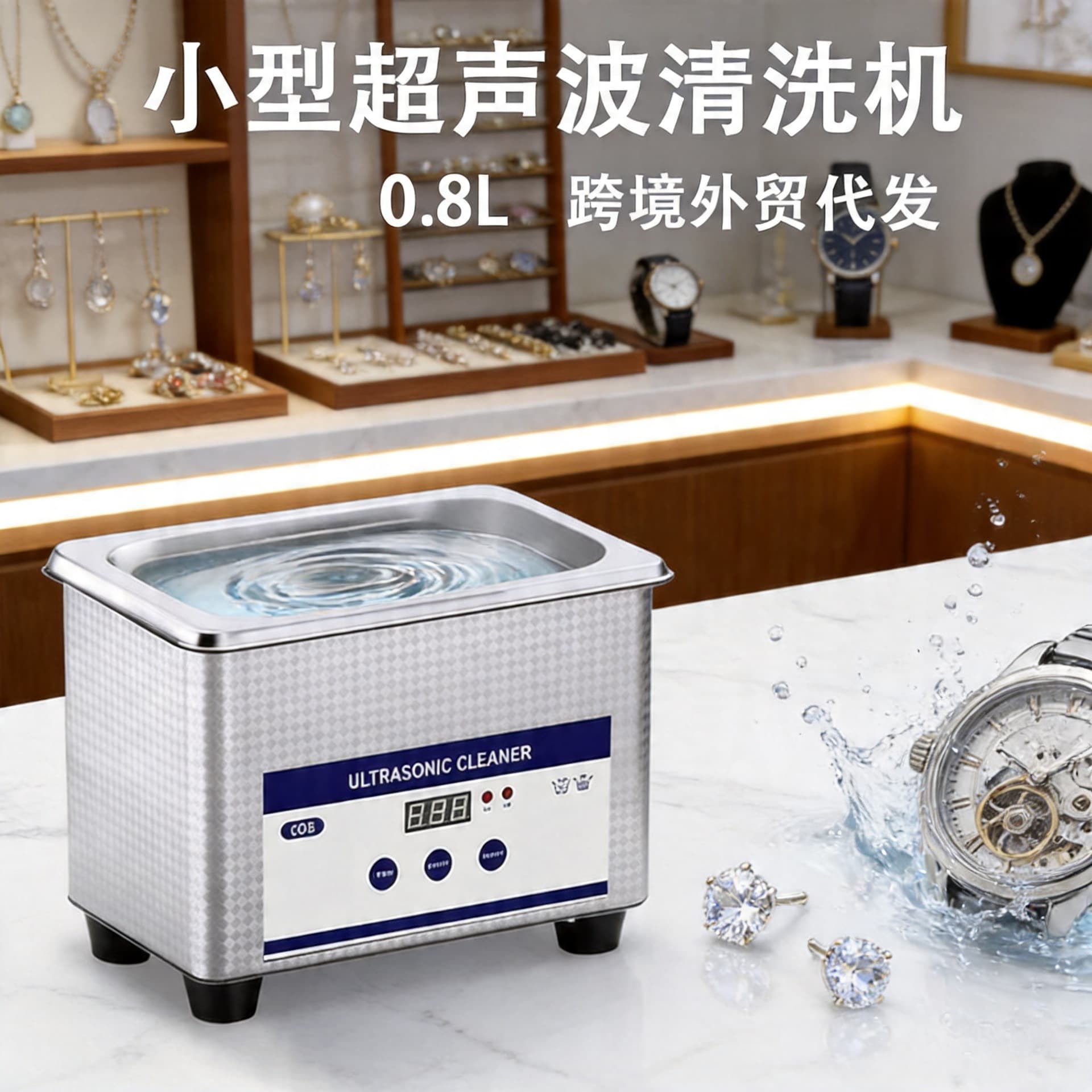 Cross-border Household Small Ultrasonic Cleaner for Jewelry, Eyeglasses, Dental Braces, Watches, Portable Ultrasonic Cleaning Machine, Commercial