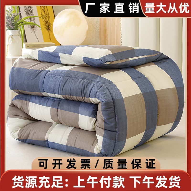 Manufacturer Wholesale Cotton Quilt 8/6 Jin Winter Filler, Student Dormitory Single/Double Bedding, Thickened Warmth All-Season Quilt