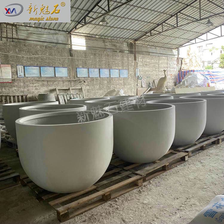 GRC Concrete Flower Pot Mall Decorative Planter Outdoor Flower Bed Landscape Shaped White Large Flower Pot