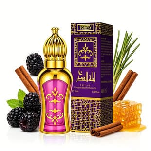 Tonfly Arabic Perfume Oil Roll-On, Middle Eastern Purple Gift Box Roller Ball Essential Oil for Export