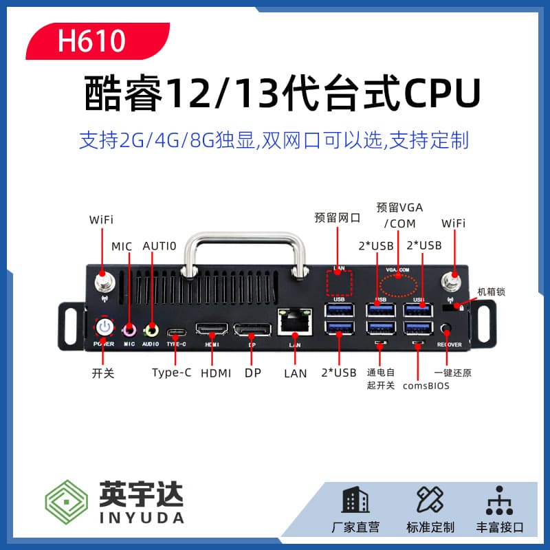 Yingyuda 12-14 H610 Discrete Graphics 8G Plug-in OPS Micro PC Industrial Control Module for Electronic Whiteboard