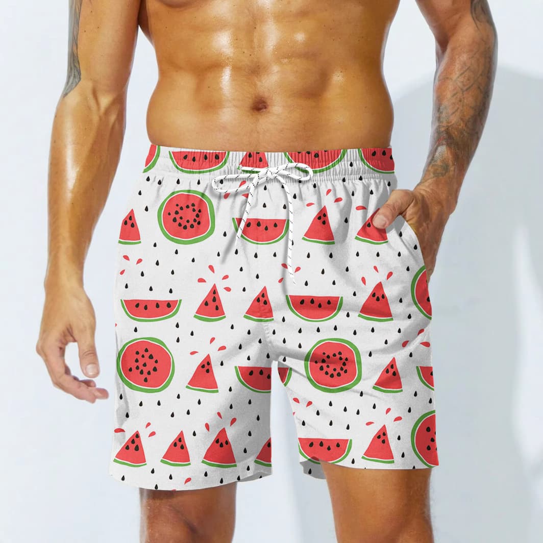 Men's Summer Beach Shorts Hawaiian Tropical Fruit Print Casual Breathable Shorts Digital Print