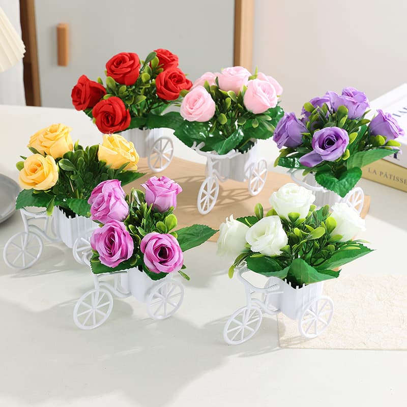 Creative Artificial Flower Car Set Home Decoration Plastic Floral Arrangement Fake Flowers for Living Room Display Silk Flowers