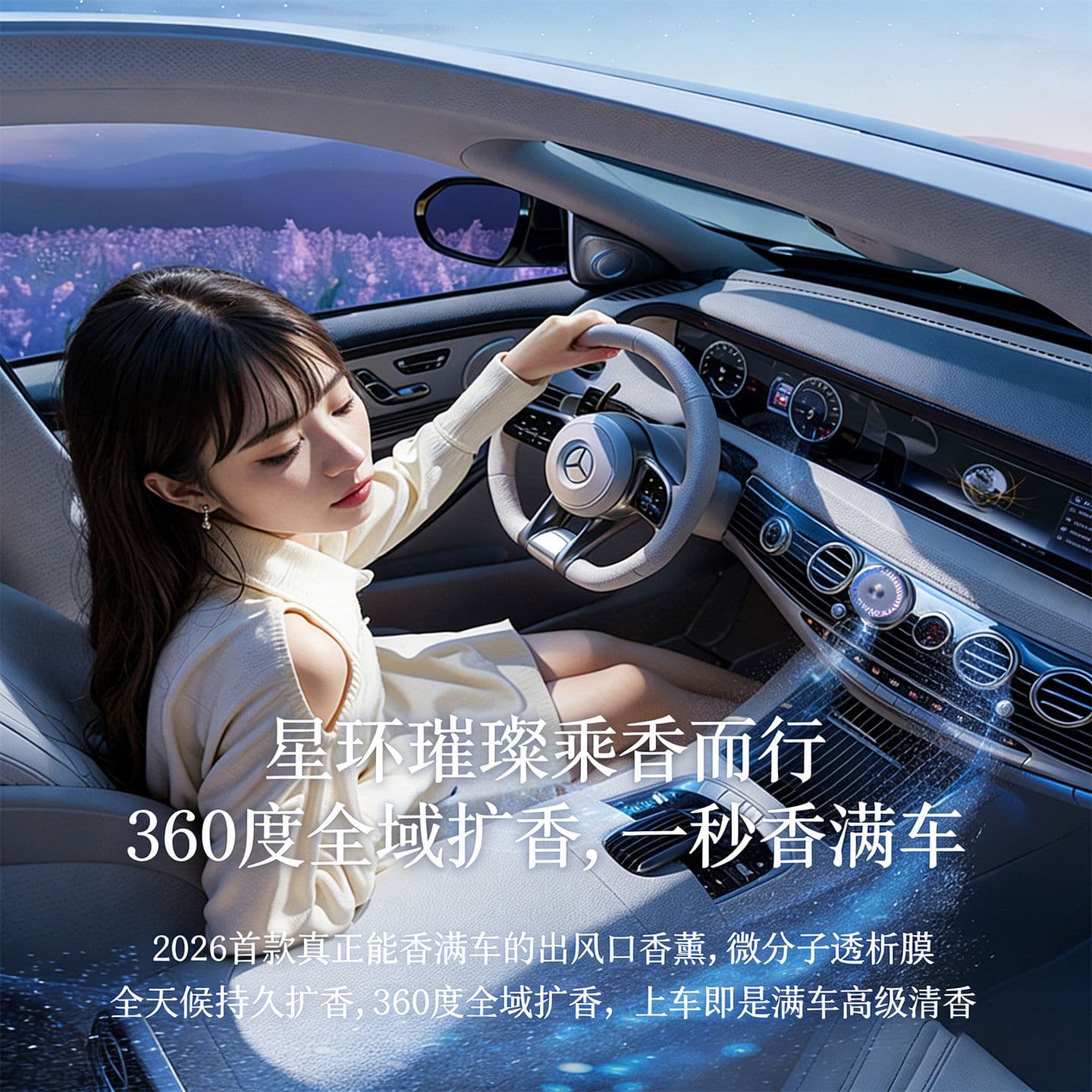 Car Magnetic Aroma Diffuser, Hanging Aroma Diffuser, Vent Clip Fragrance Machine, Pickup Light, Smart Auto Start/Stop with Colorful Light, Adjustable