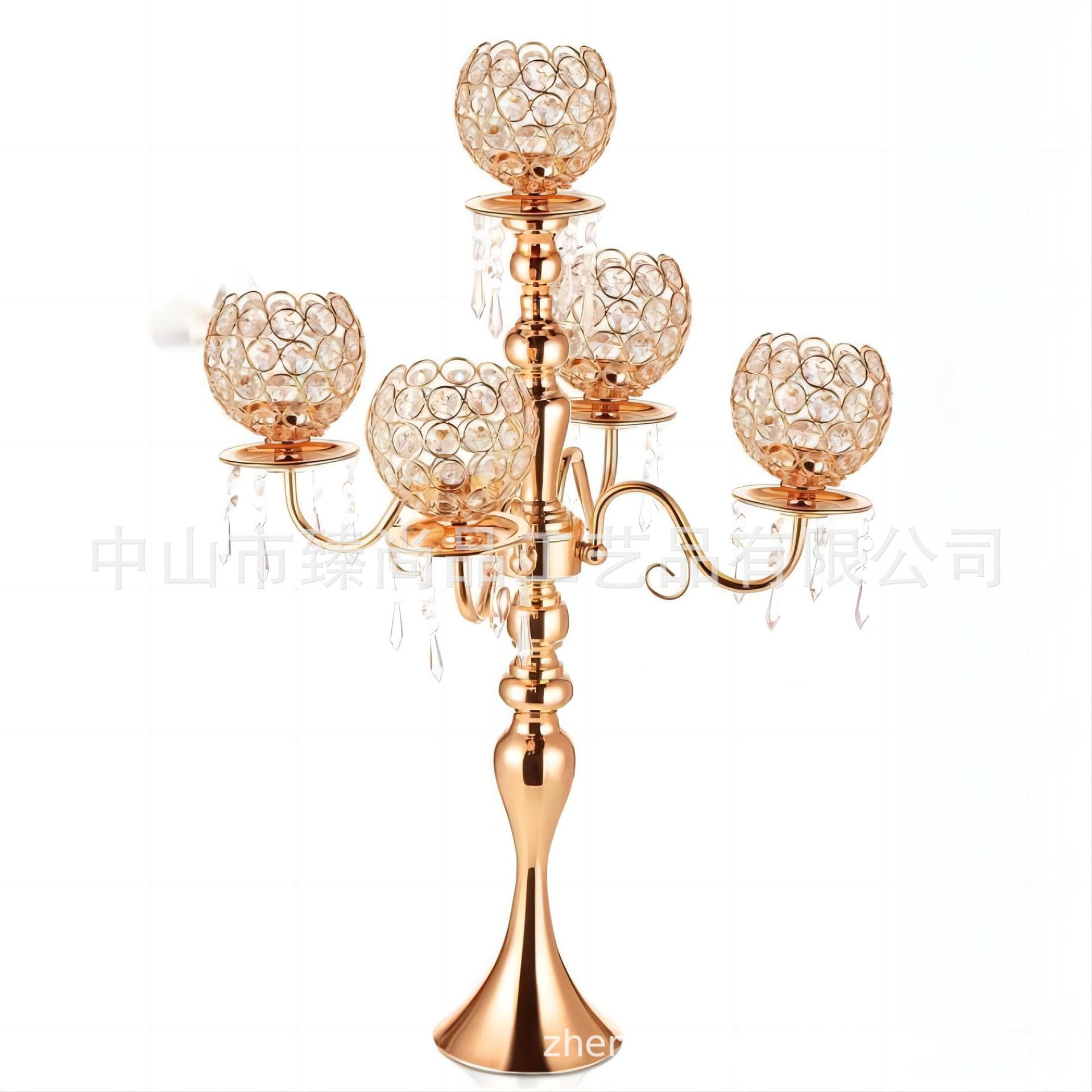Cross-Border Wedding Props, Iron Art 5-Head Golden Candlestick, Candle Aisle Guide, European-Style Table Flower Arrangement, Wedding T-Shaped Ornament