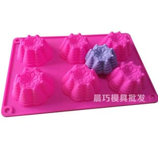 Cross-Border Silicone Cake Mold, 6-Cavity Castle, for Soap Making, Candle, Ice Cube, Egg Tart, Cute Embossed Mold