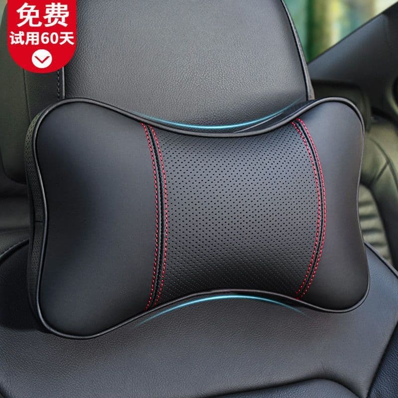 Car Headrest Neck Pillow Pair, Car Sleep Pillow, Back Cushion, Seat Lumbar Support Pad, Soft Leather Car Interior Accessories