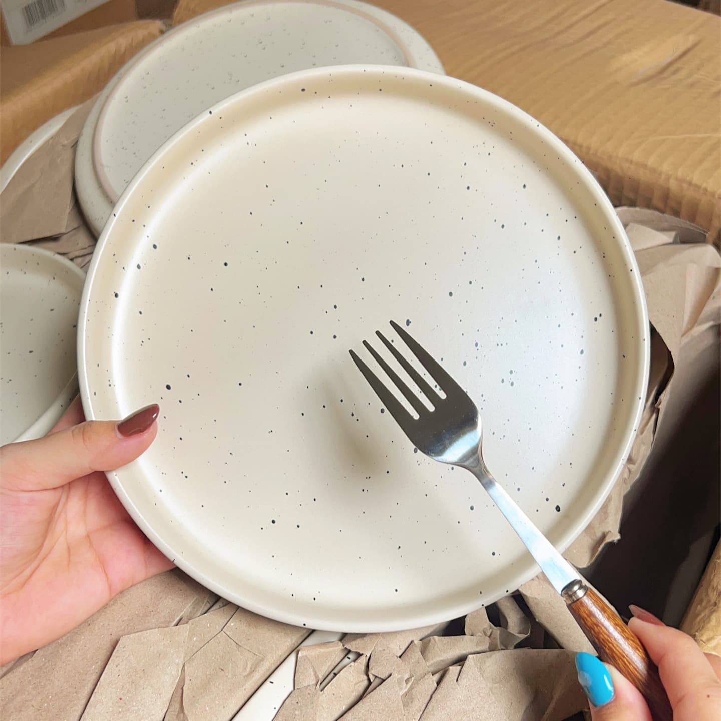 Ins Splatter Ink Ceramic Steak Plate, Pasta Plate, Western Dinner Plate, Premium Feel Plate for Home Use, Vegetable Dish, Restaurant Commercial Use