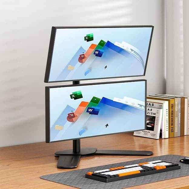 Monitor Stand Vertical Dual Screen Base Desktop Computer Rotating Lift Riser Triple/Quad Screen Holder