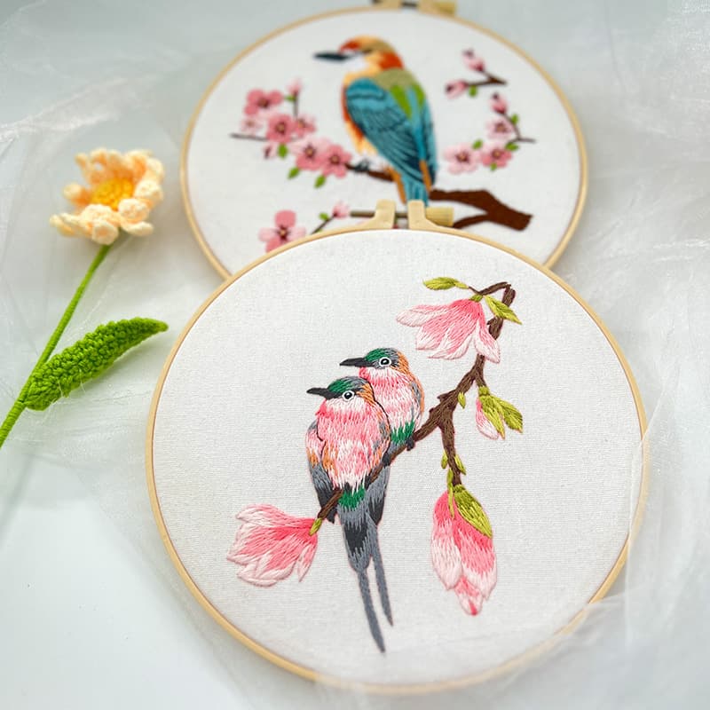 Lu Embroidery Floral DIY Embroidery Kit Set, Handmade English Needlework Kit for Creative Living Room Decor