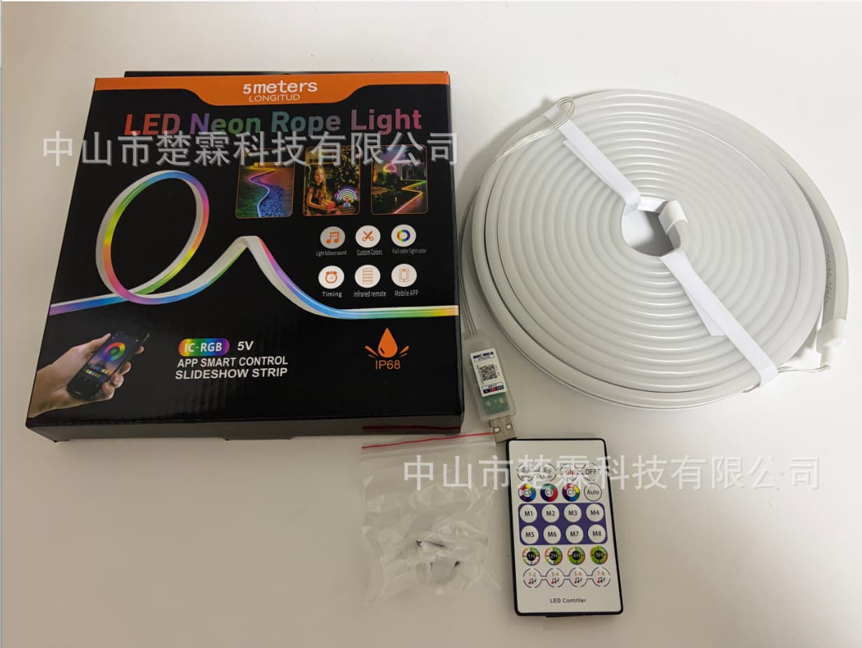 Smart Neon Color 5V USB Flexible Silicone LED Strip Light, Chasing Waterproof Indoor Outdoor Bluetooth APP Kit
