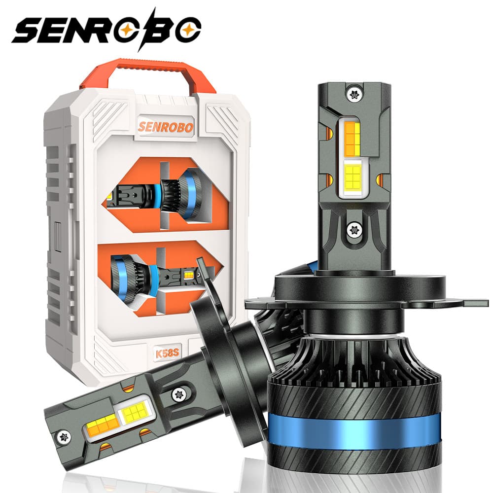 APP three-color double copper tube high-power car LED AH7H11H19005H4 headlight lighting upgrade and modification
