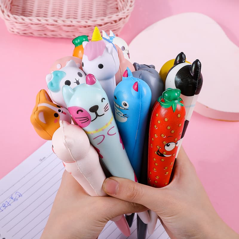 Cute Stress Relief Squeeze Pen, Neutral Pen for Students, Cartoon Creative Stationery, Soft Squeezy Decompression Pen