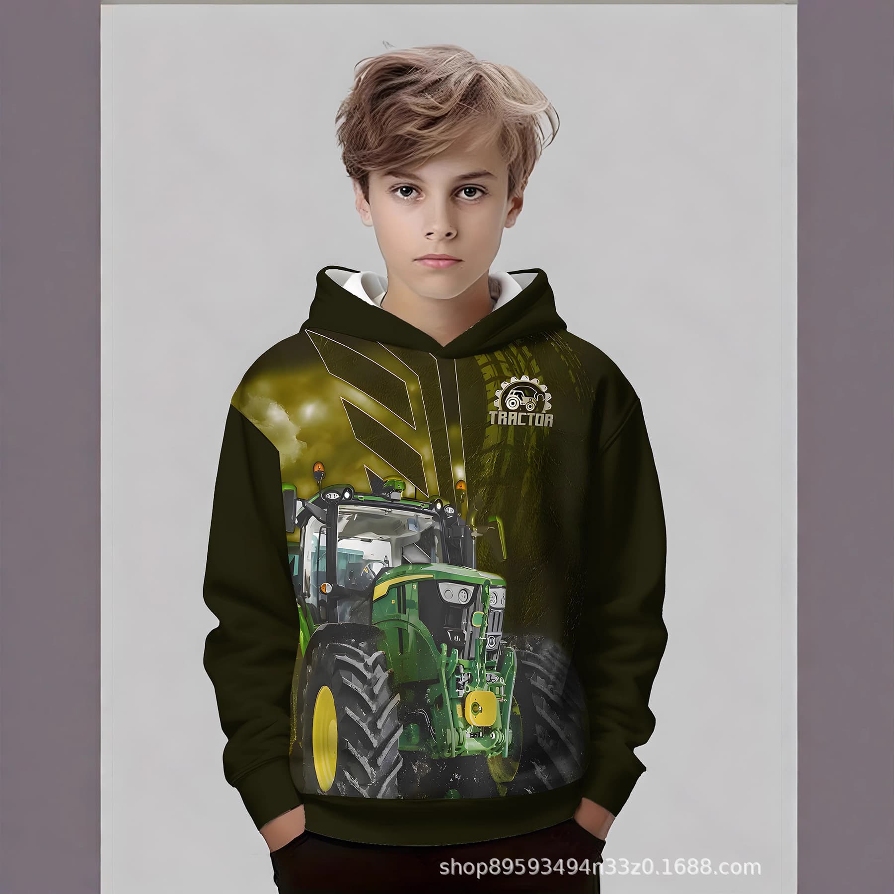 Cross-Border Exclusive Supply of Digitally Printed Go-Kart Boys' Hooded Pullover Sweatshirts, a Must-Have for Outdoor Sports, Leisure, and Home Use