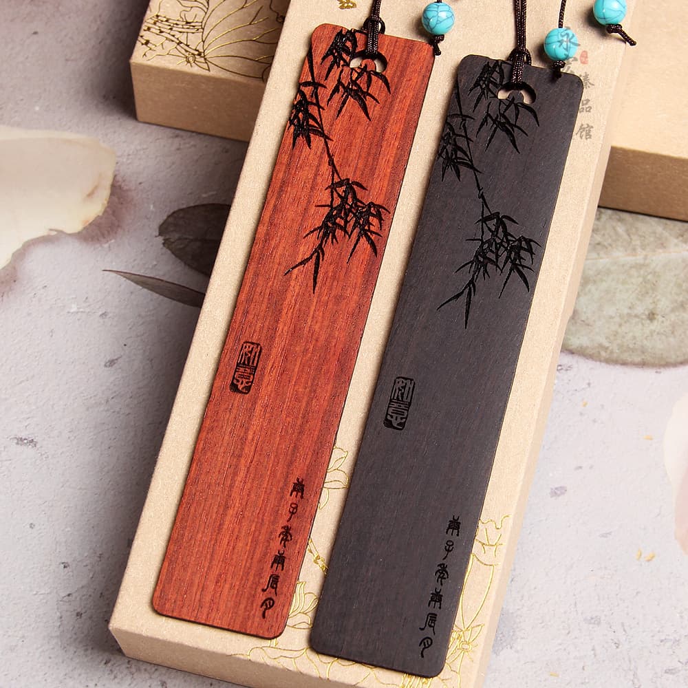 Sandalwood Bookmark Bamboo Charm Green Bamboo Set Chinese Style Bamboo Report Safety Step by Step Promotion Bookmark Teacher's Day Corporate Gift