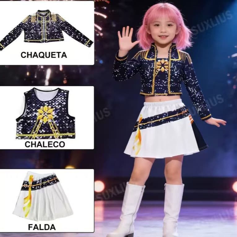 K-POP witch hunter group cos clothing Rumi Zoimira black gold singing costume Korean children's stage performance costume