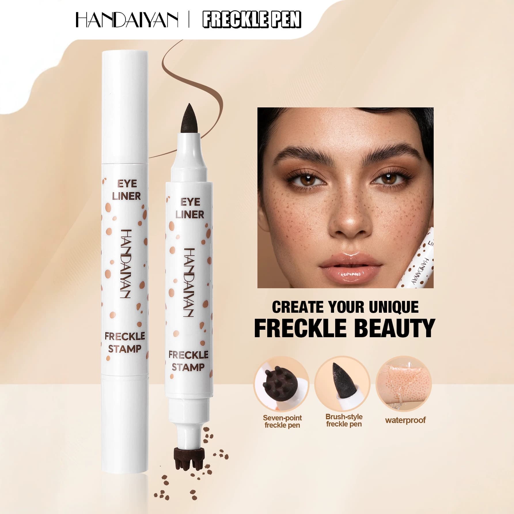 Cross-border Freckle Pen Dual-head Dual-color 3-in-1 HANDAIYAN Quick-dry Waterproof Mole Removal Pen Spot Pen Wholesale
