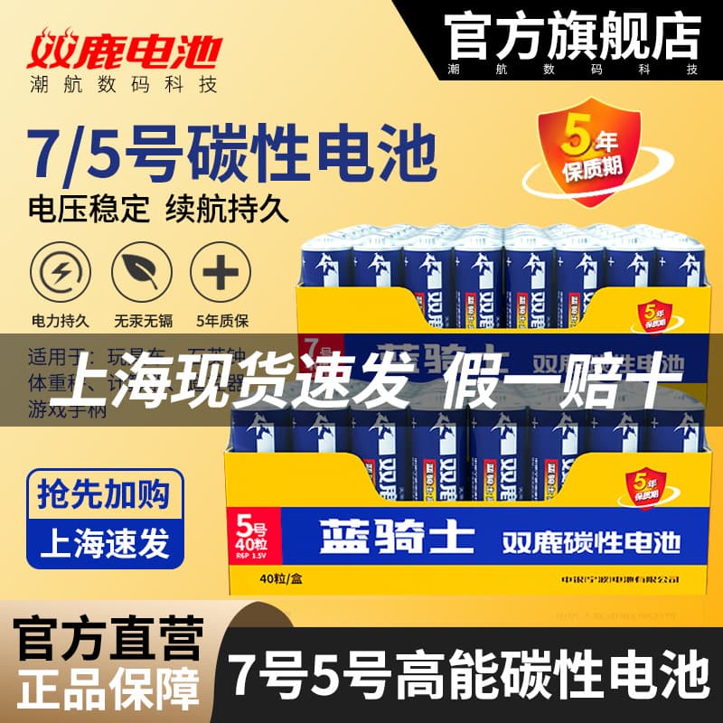 Shuanglu Blue Knight Battery AA 1.5V Carbon Zinc Toy Battery 40-Pack, 5th Size Bubble Machine Battery, AAA Battery