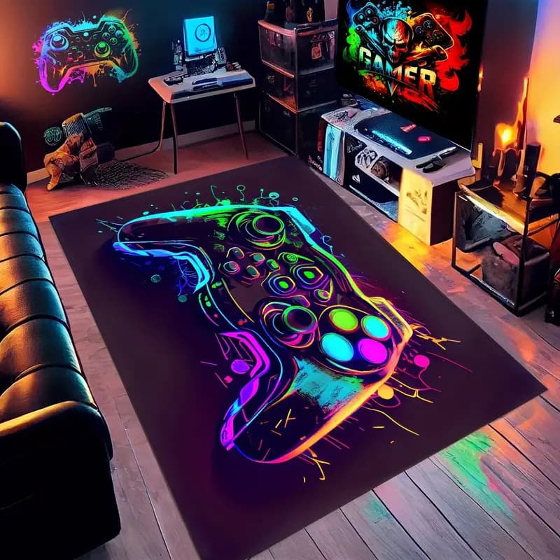 Cross-Border American-Style Gaming Console Carpet, Living Room E-Sports Room Stain-Resistant Bedside Rug, Full-Cover Non-Slip Diatomaceous Earth Carpet