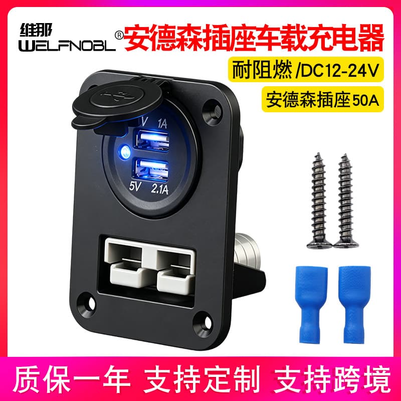 Factory supply with dot light dual USB interface car charger 50A Anderson socket with mounting panel