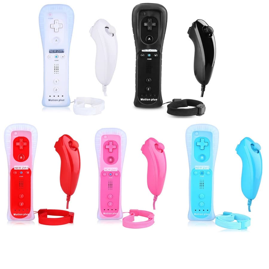 WII Controller Wii 2-in-1 Left and Right Handles Straight and Curved with Accelerometer Wii 2-in-1 Neutral Game Controller