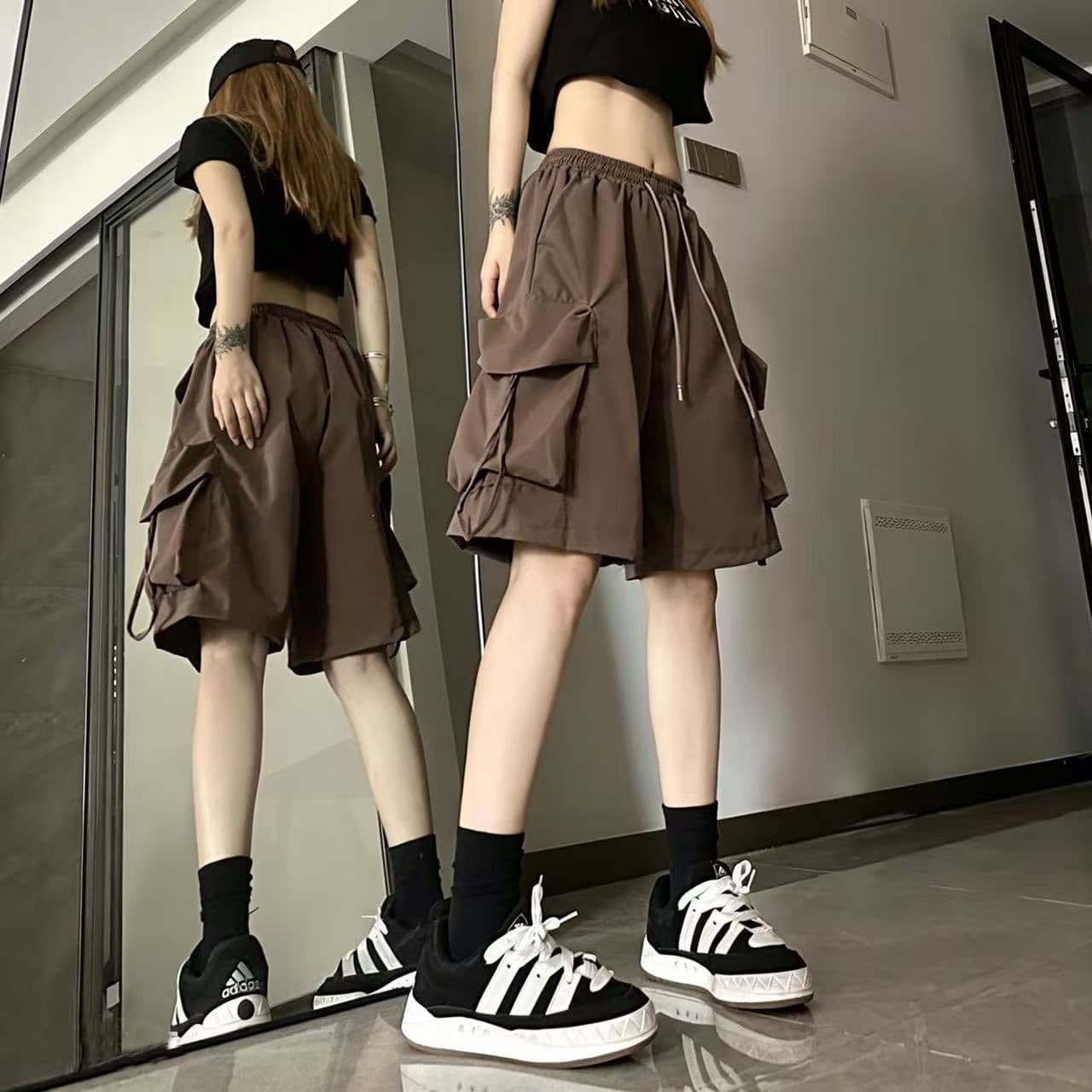 American Dopamine Quick-Dry Cargo Shorts for Men and Women, Summer Thin Loose Sports Shorts, Casual Five-Point Wide-Leg Shorts