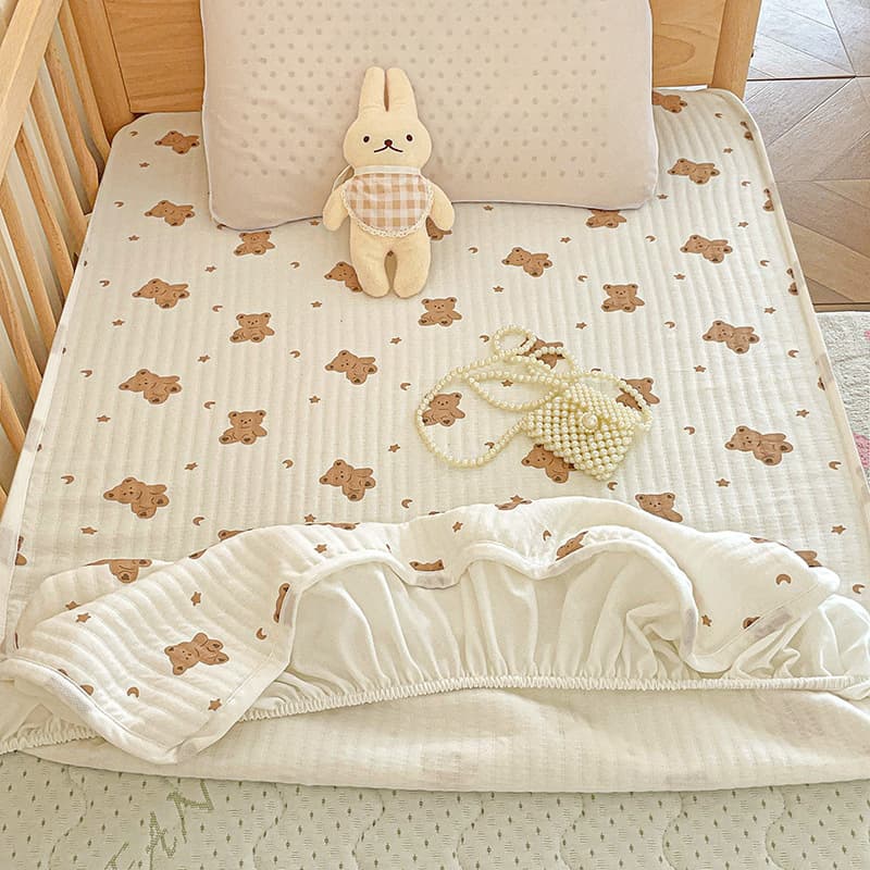Maternity-Grade Naked-Sleeping A-Class Single-Piece Fitted Sheet, Pure Cotton Full-Coverage Bed Cover, Washed Cotton Bed Sheet, All-Cotton Fitted Sheet Three-Piece Set