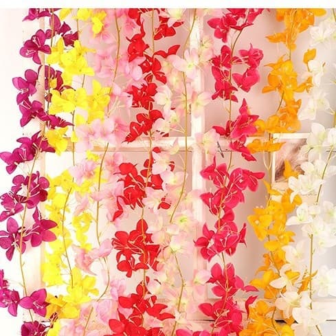 Bougainvillea fake flower rattan store front door decoration fake tree landscaping twined fake plants air conditioning pipe blocking