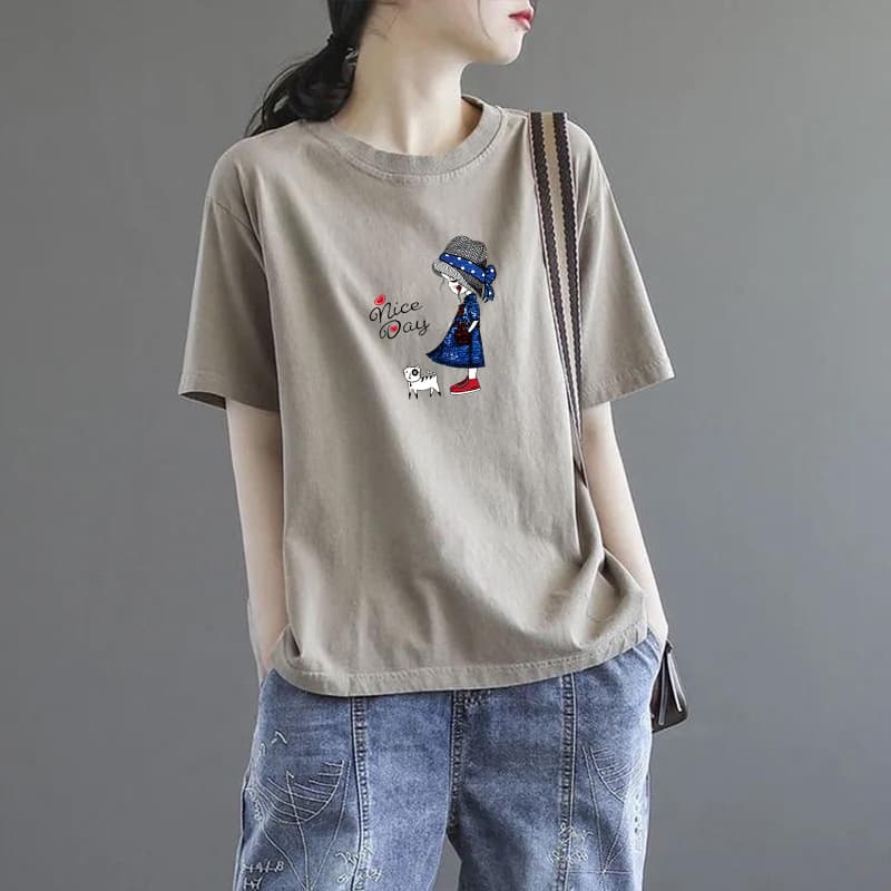 2026 Summer New Style Loose Short-Sleeved T-Shirt for Women, Korean Style Lettered Retro Slimming Look Bottoming Shirt, Inner Top, T-Shirt
