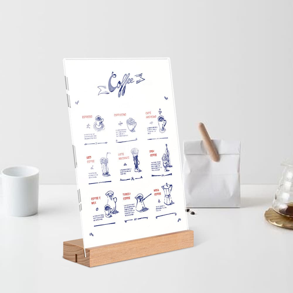 [Cross-border Exclusive] A4 Solid Wood Table Signs, Acrylic Restaurant Advertising Boards, Menus, and Price List