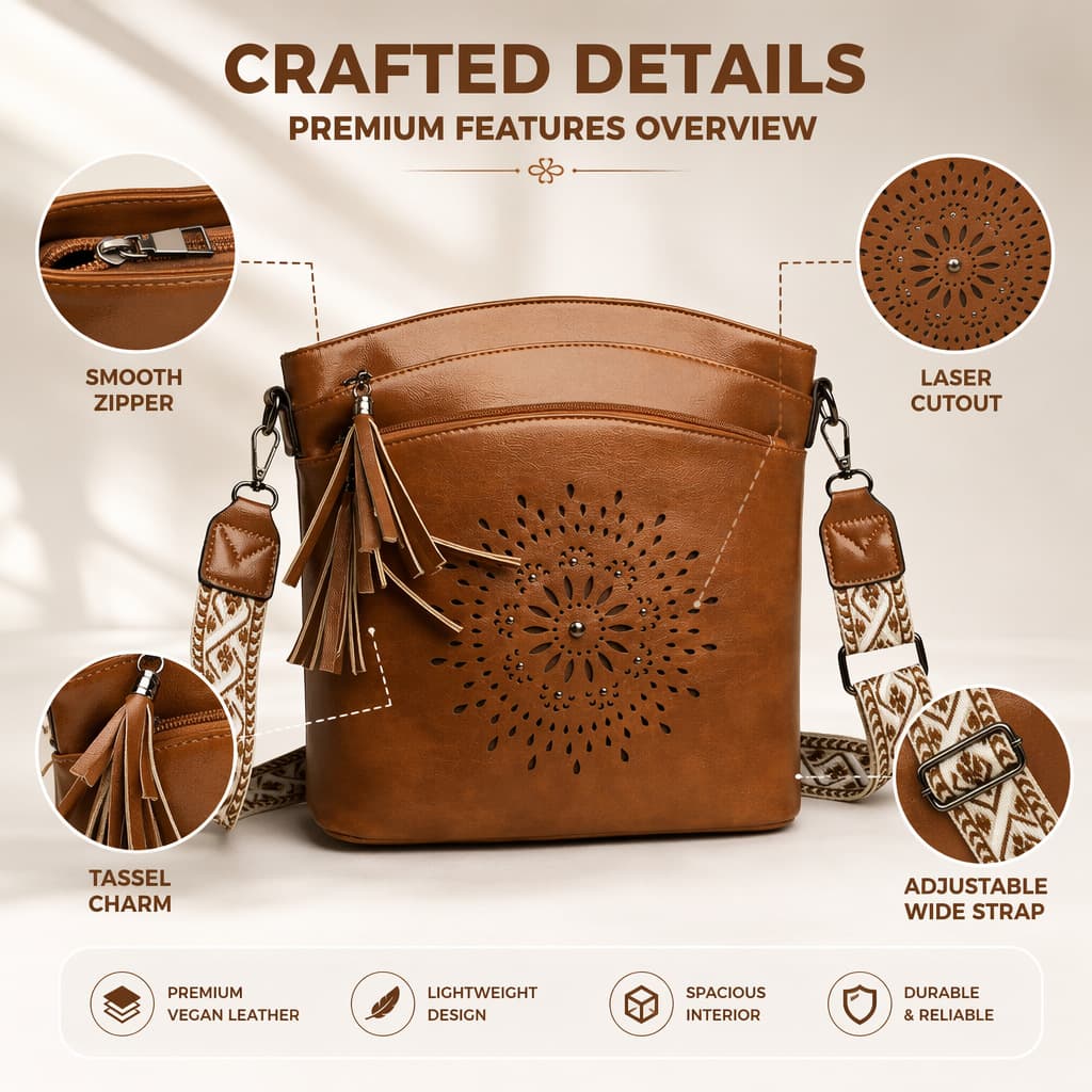 Cross-border women's bags, shoulder bags, hollow tassel women's bags, fashionable and versatile cross-body bags