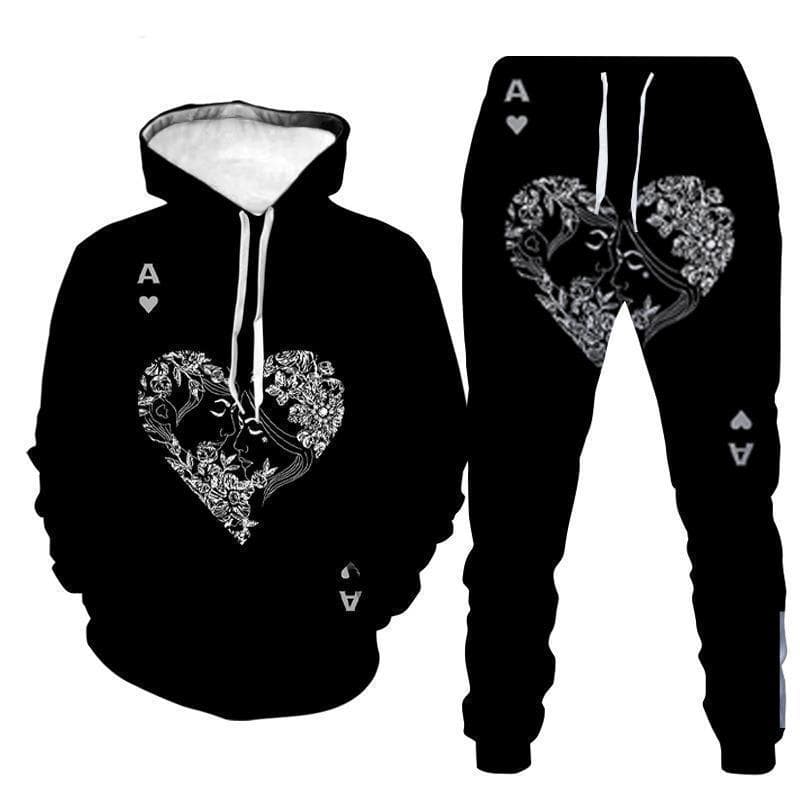 Cross-Border New Skull Series 3D Digital Printing Fashion Men's Hoodie Sweater Sweatpants Two-Piece Set