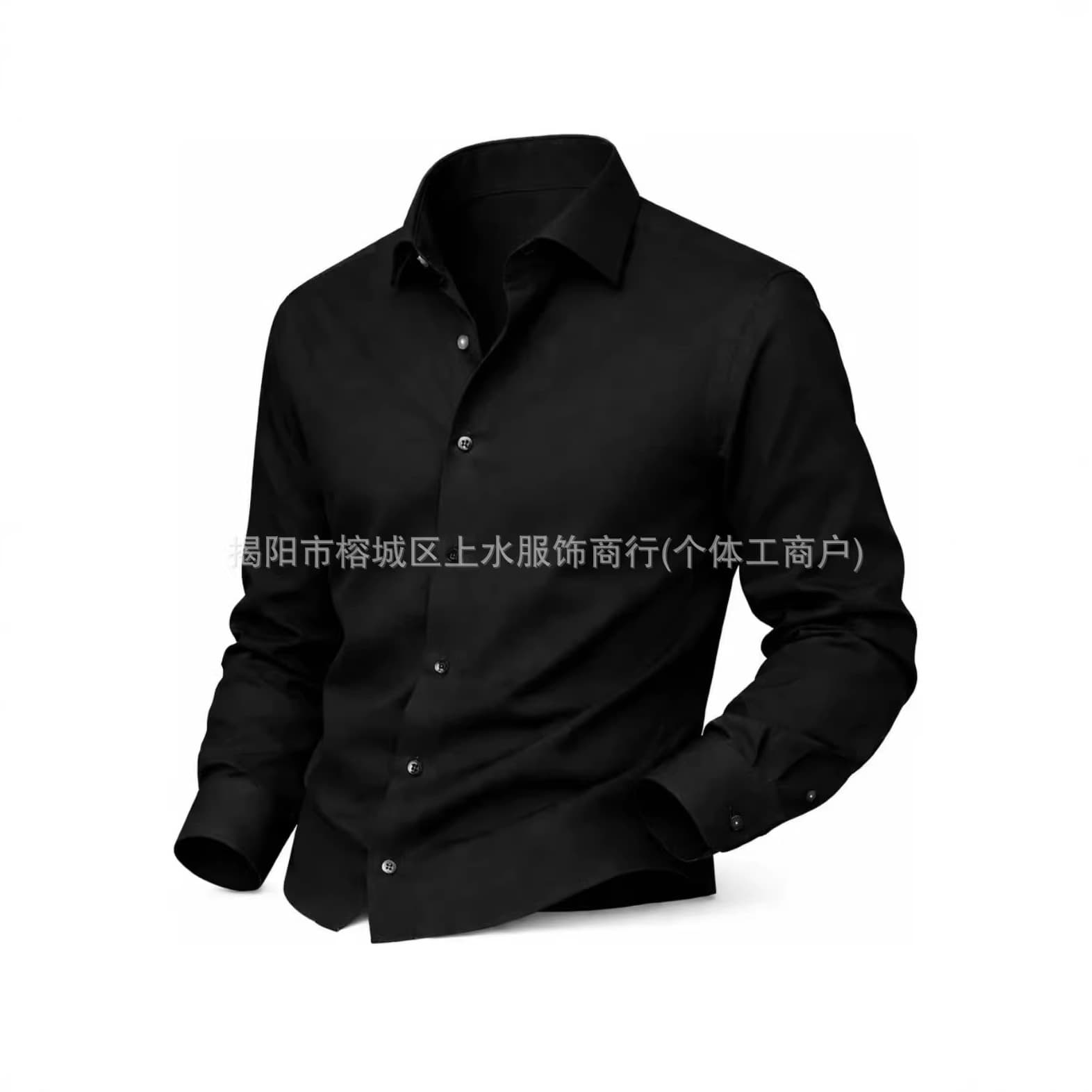Foreign trade European size solid color shirt Amazon European version large size shirt men's simple business thin long-sleeved shirt