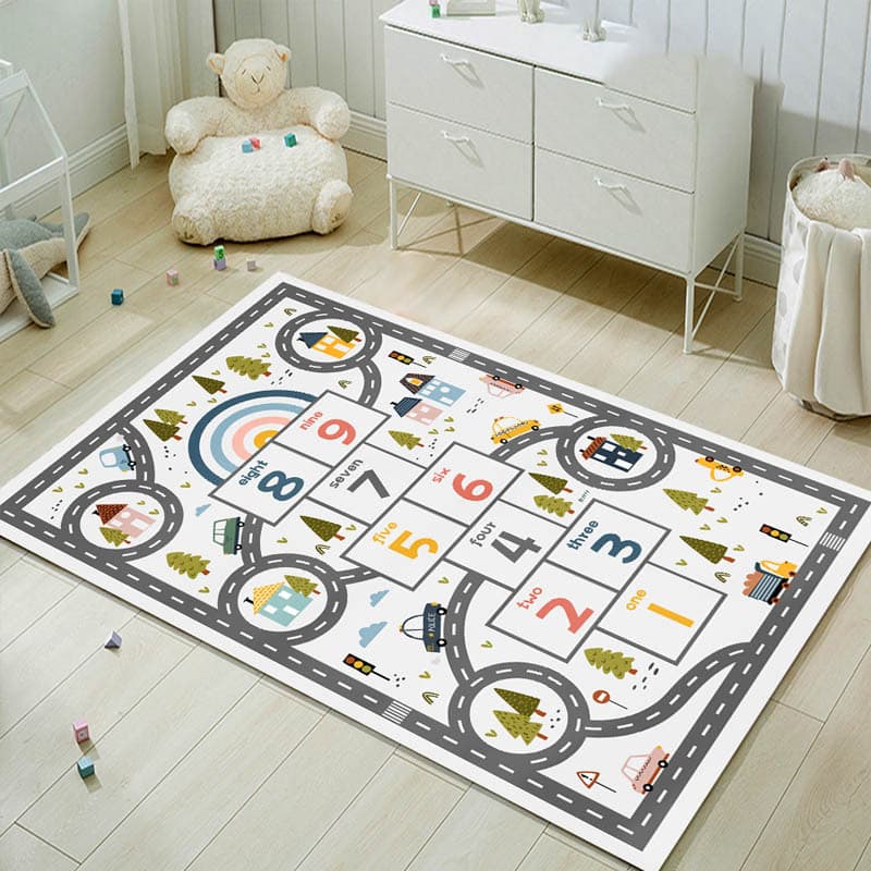 Cartoon Play Mat for Kids' Game Room, Cute Crawling Mat, Sofa Living Room Carpet, Large Area Bedroom Floor Mat, Bedside Rug