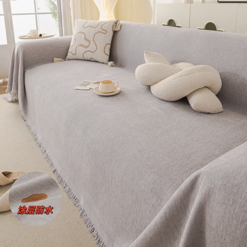 Cross-border Waterproof Chenille Solid Color All-Season Sofa Cover Anti-Cat Claw Full Coverage Sofa Pad Cover Cloth