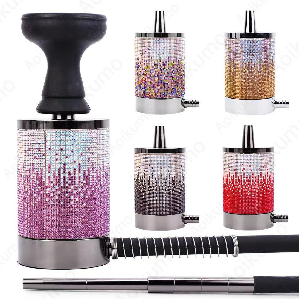 Cross-Border Products European and American Arabic Hookah Diamond Small Steel Cannon Portable Desktop Small Hookah Shisha Hookah