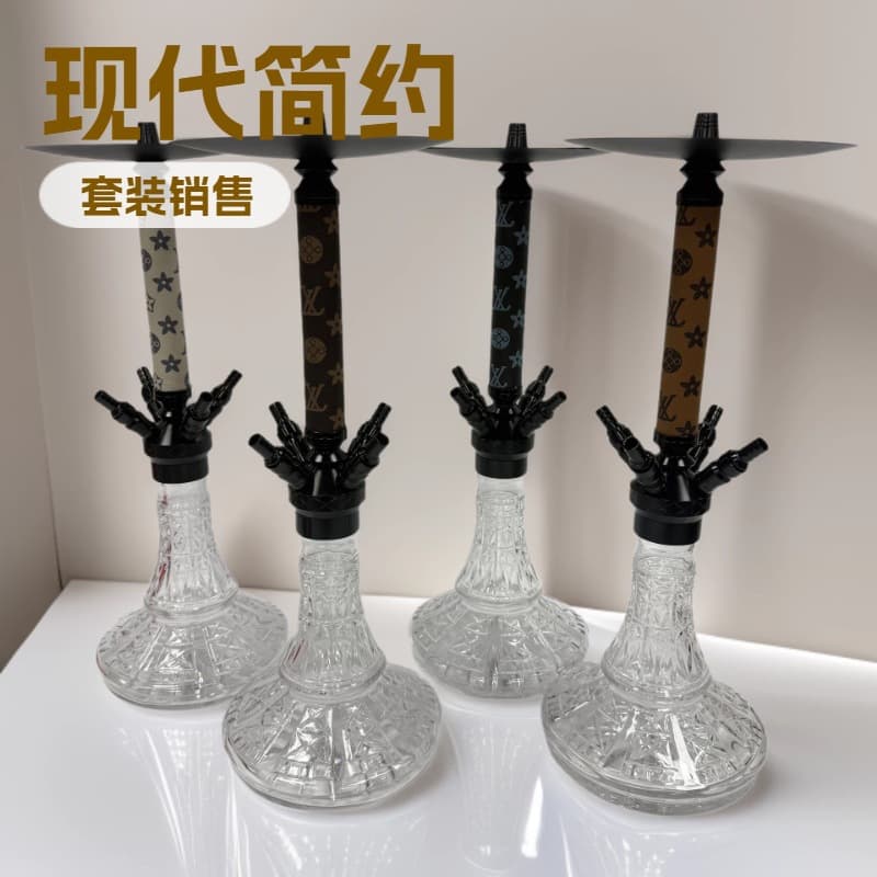 Cross-border Source Medium Aluminum Alloy Double Tube Hookah Full Set Hookah Shisha
