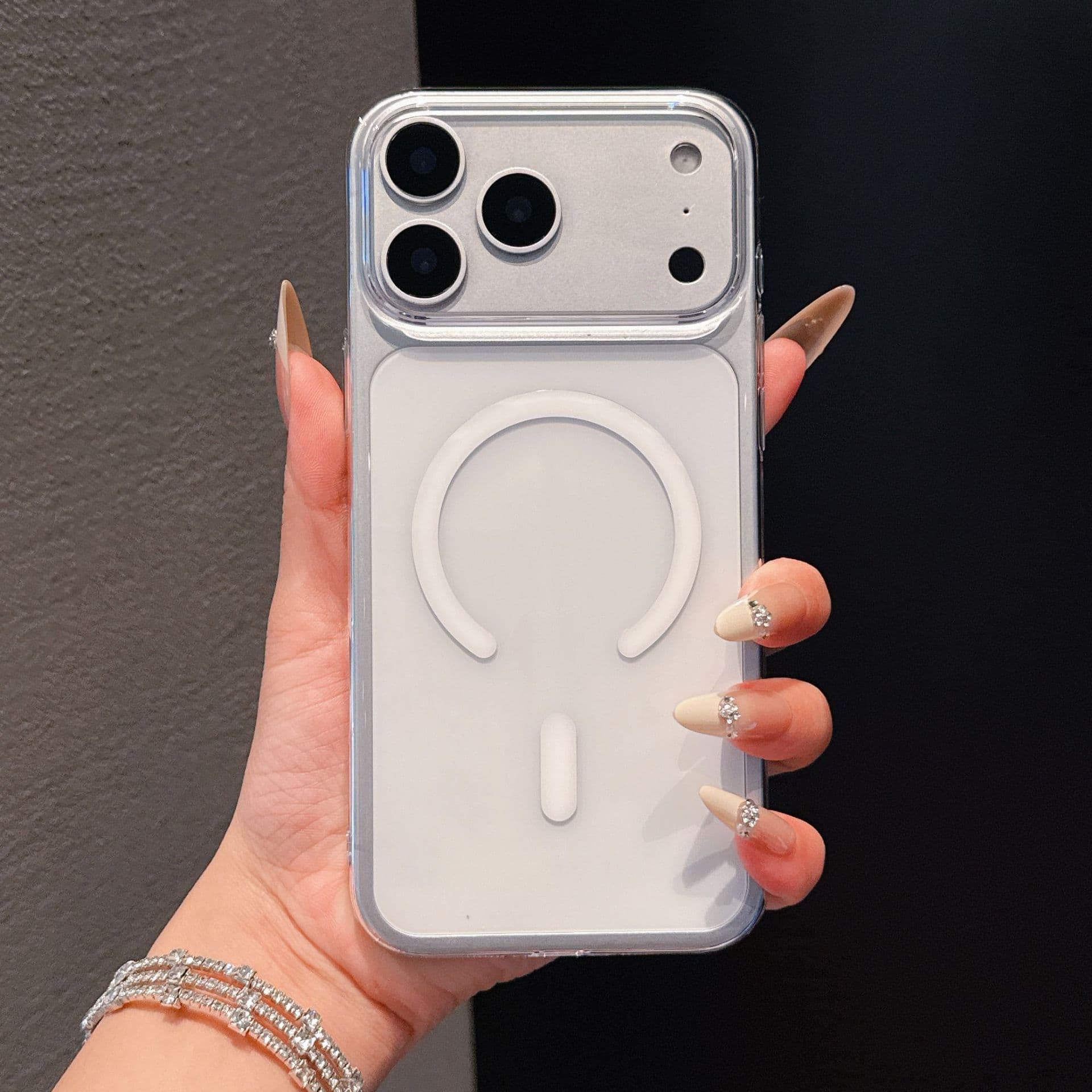 Compatible with iPhone 17 Pro Max Case Transparent Full Coverage Magnetic Simple PC Large Hole iPhone 16PM Protective Cover