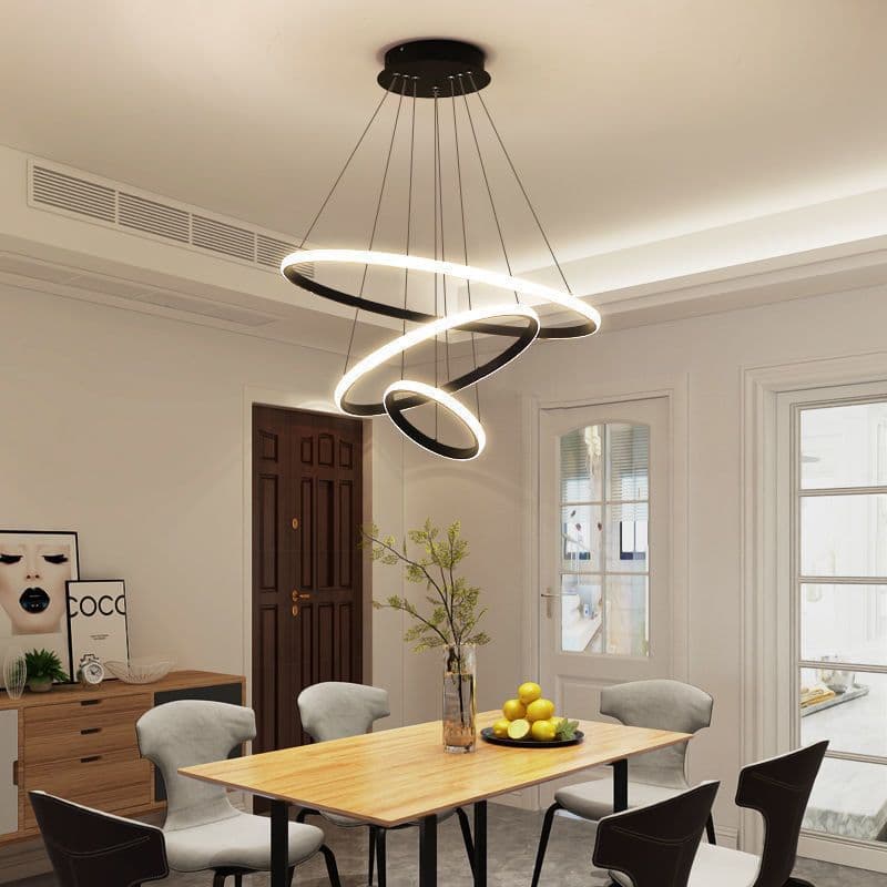 LED Nordic Restaurant Pendant Light, Modern Minimalist Round Ring Chandelier for Dining Room, Bar, Living Room