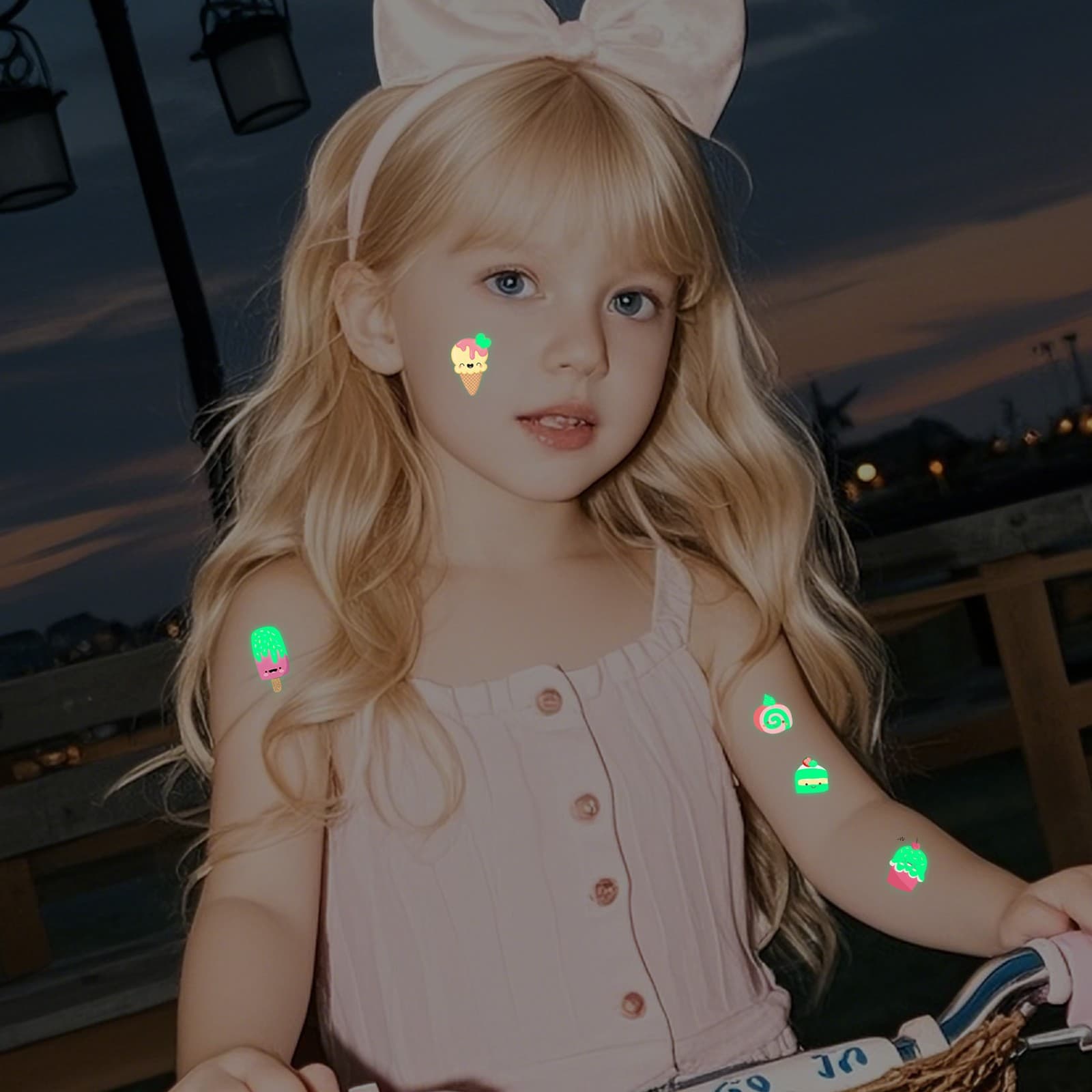 Cross-border Stock Kids Cartoon Glow-in-the-Dark Tattoo Sticker Set Waterproof Sweat-Proof Party Activity Dinosaur Mermaid Tattoo Stickers