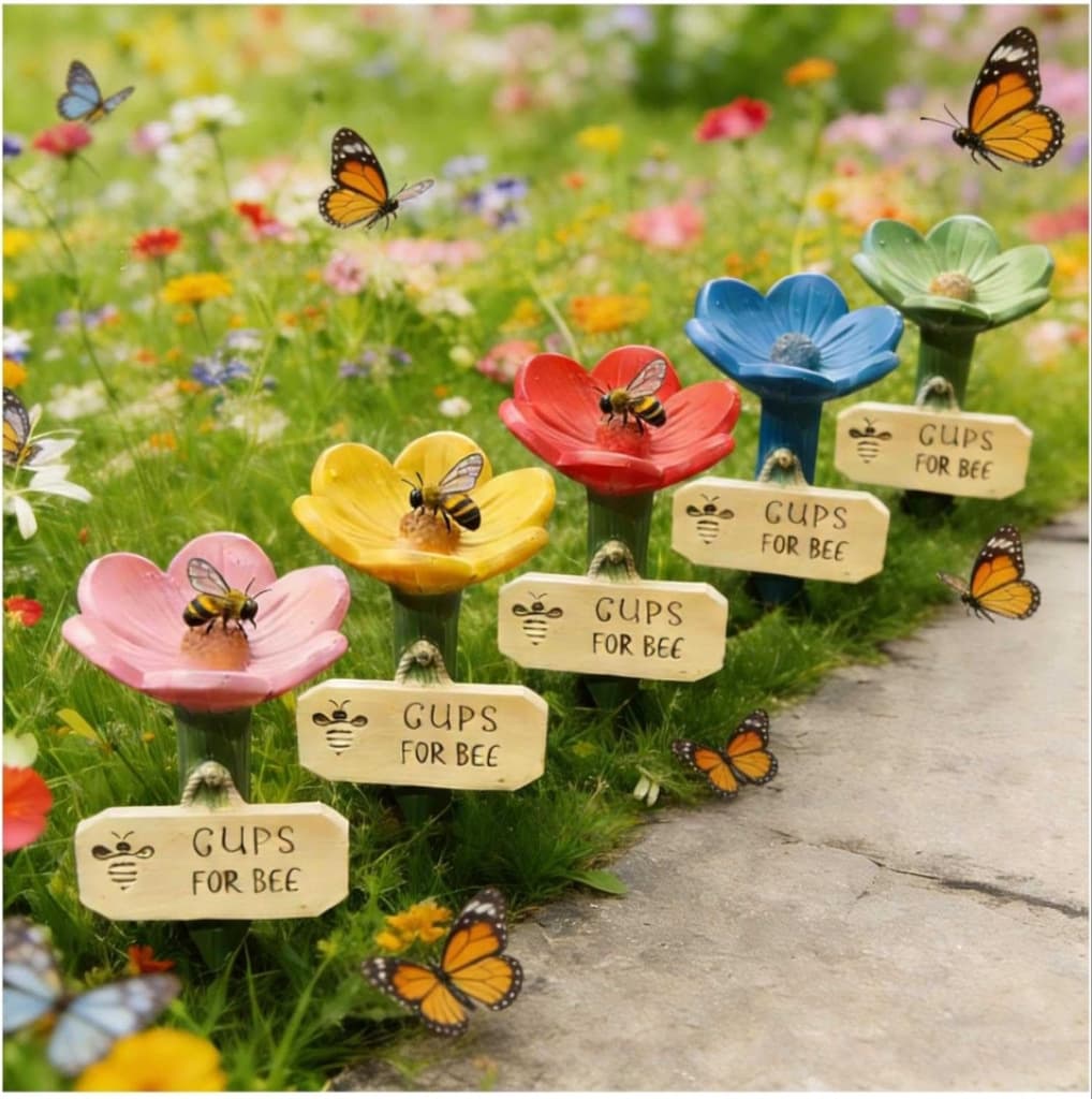 Flower-Shaped Ceramic Bee Watering Station