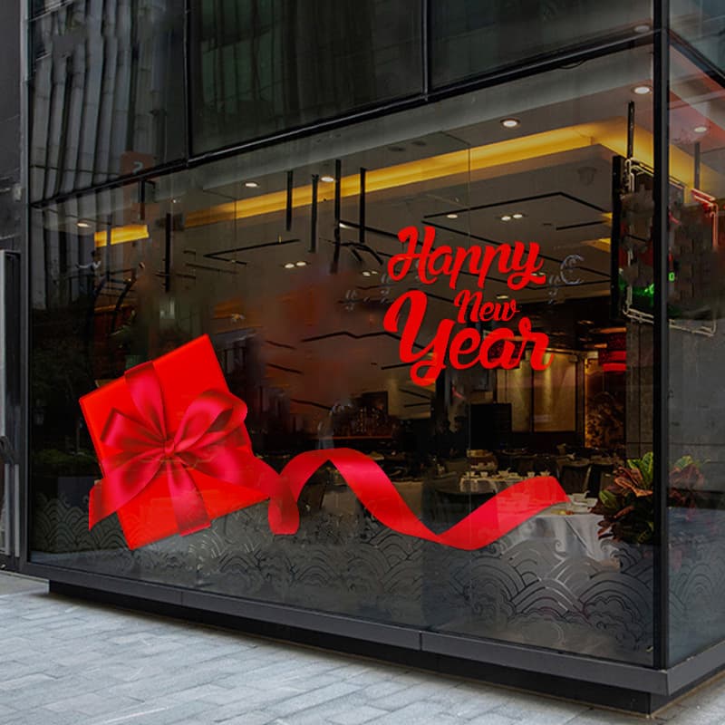 2026 New Year Gift Decor Glass Door Sticker Mall Hotel Restaurant Spring Festival Setup Window Static Cling Decal