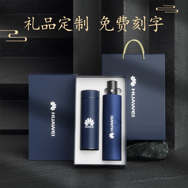 Insulated Cup and Umbrella Gift Set, Souvenir Commemorative Gift Box, Teacher's Day Gift, Conference Souvenir, Business Style