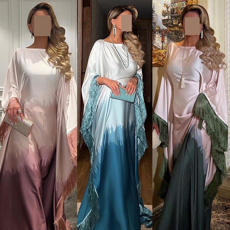 Factory ready stock women's elegant satin loose long-sleeved breathable dress style design with mustache hem