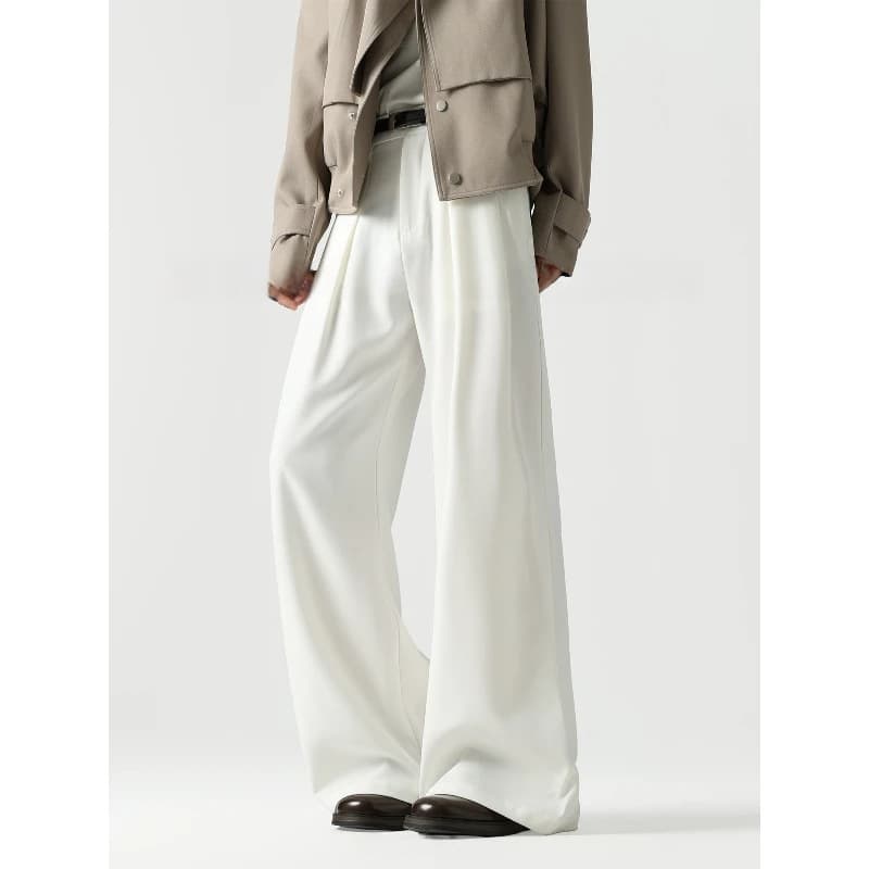 Micro pleated design, personalized temperament, high-end sense, versatile men's fashionable drape three-dimensional tailoring trousers, men's casual trousers