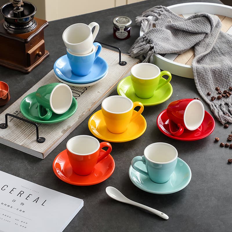 Espresso Cup and Saucer Set 80ml European Ceramic Small Coffee Mini Cup
